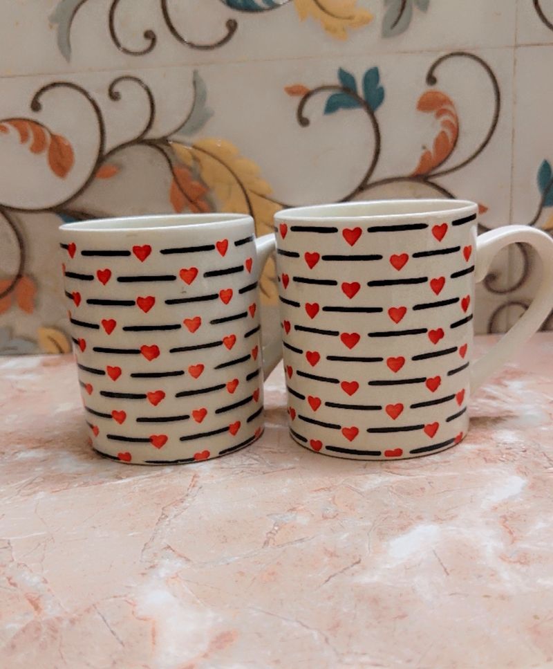 Tea Mug Heart Print Combo