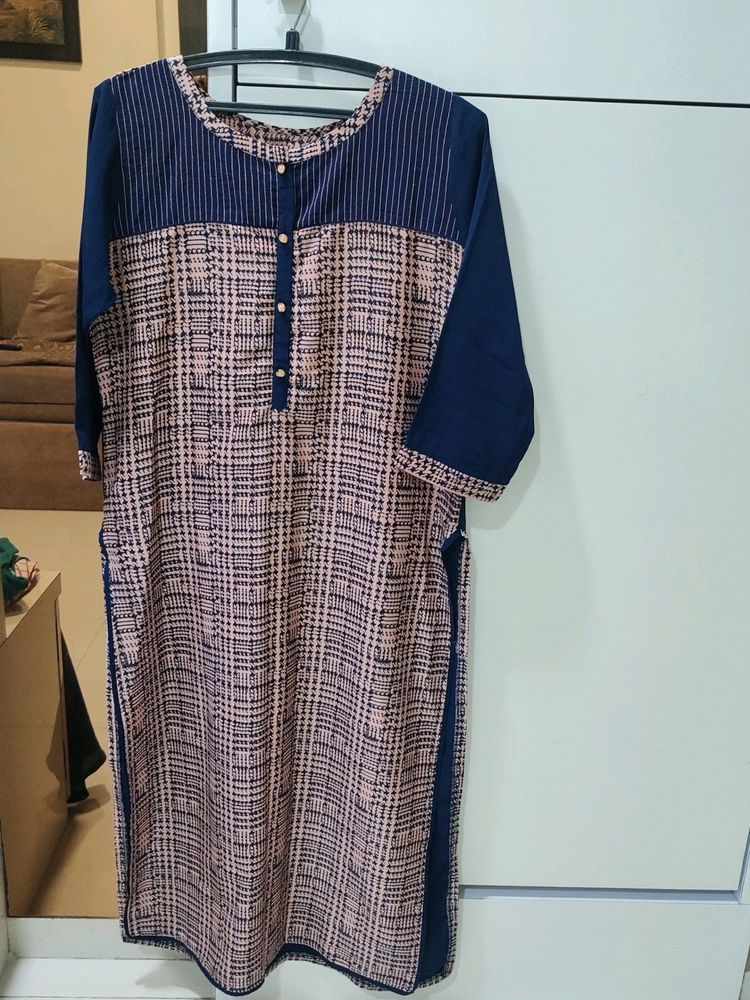 Thread Work Nevy Blue Kurti