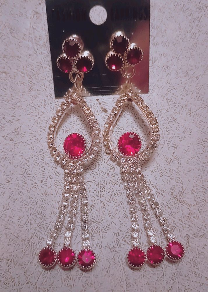 2 White And Golden Earrings