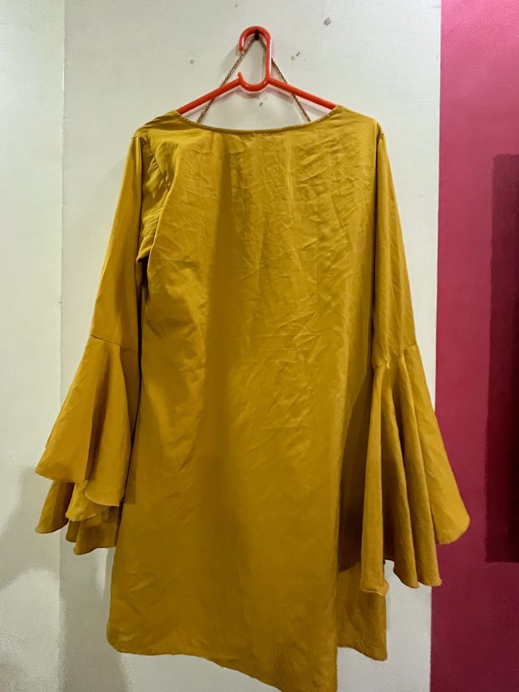 Berrylush Mustard yellow fit and flare dress