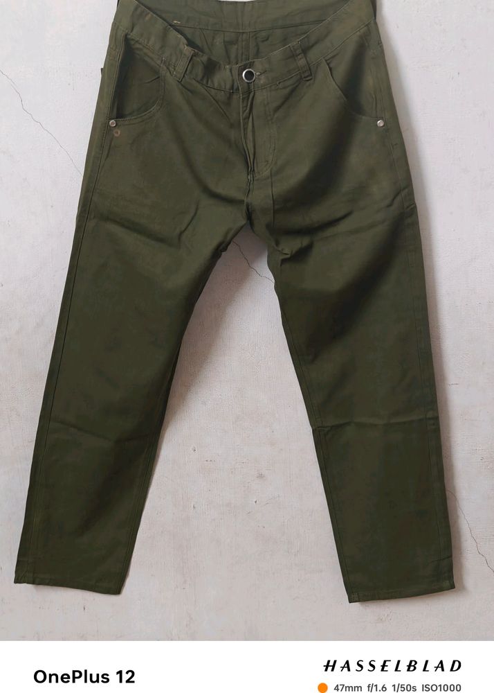 Military Green Side Cut Pocket Jeans