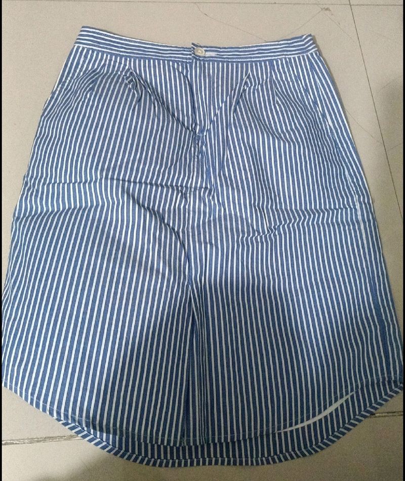 White and Blue Strip Skirt