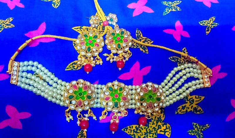 Beautiful Pearl Kundan Choker Set... ❤