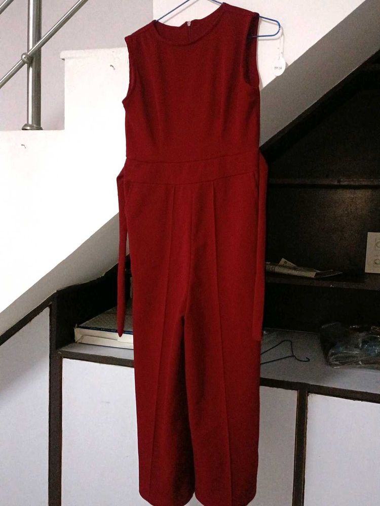 Maroon Color Cut Sleeves Jumpsuit