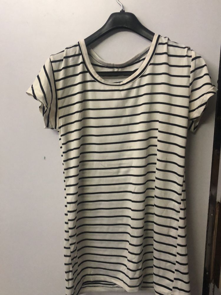 Black And White Striped Tshirt