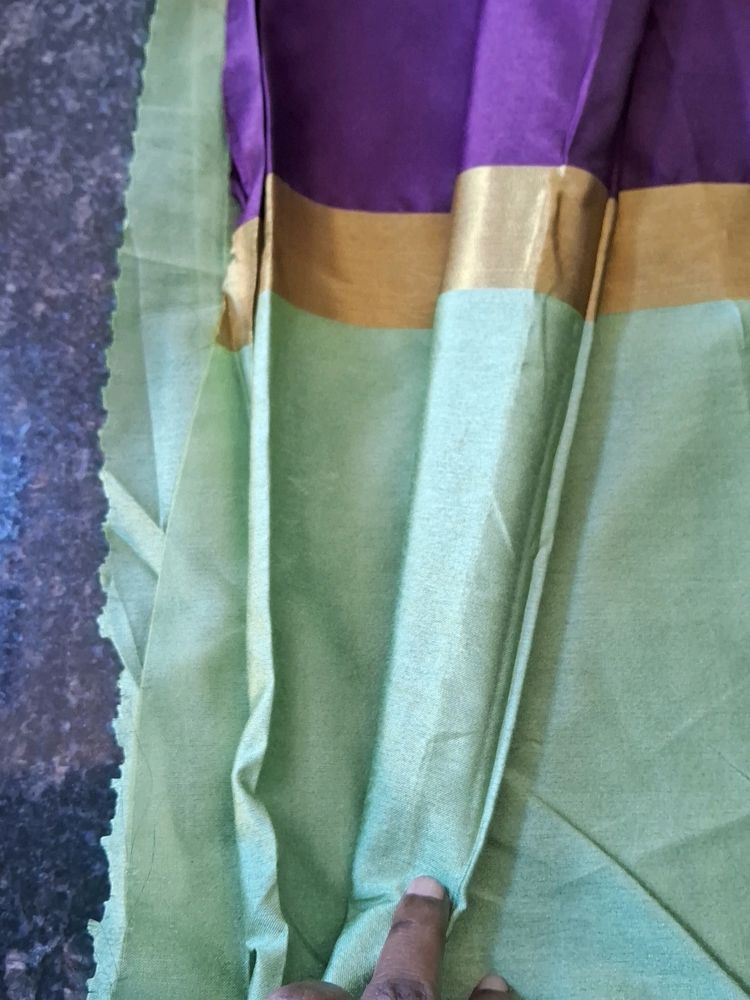 New Poly Silk Saree With Gold-Purple Colour Border