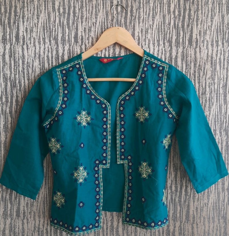 Blue Front Open Shrug For Women