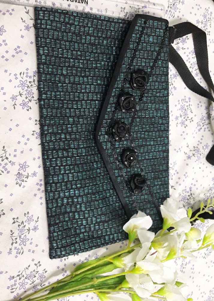 rHandmade Sea Green Sling Bag Never Used.