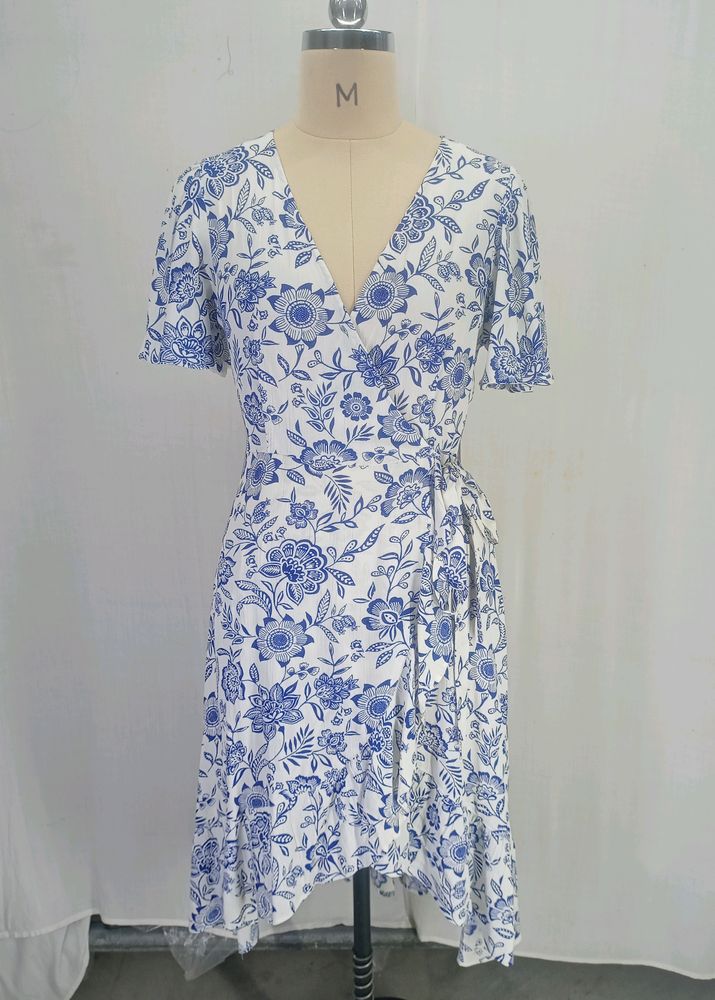 New Wrap Ivory Blue Dress