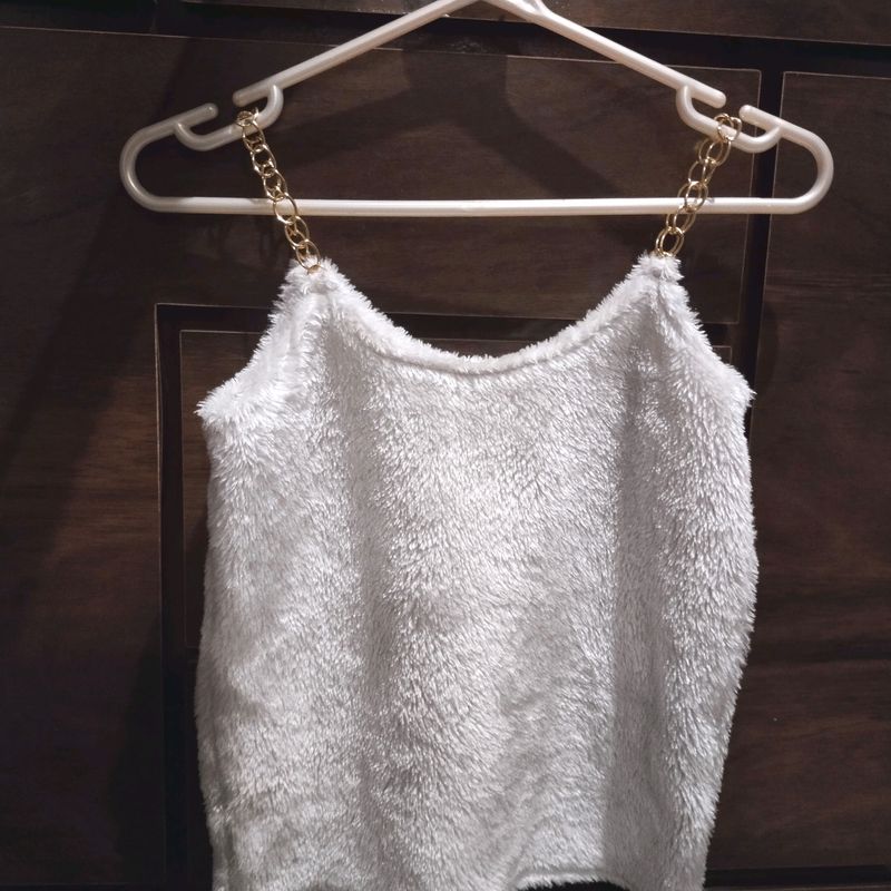 white Party Wear Top With Chain Straps