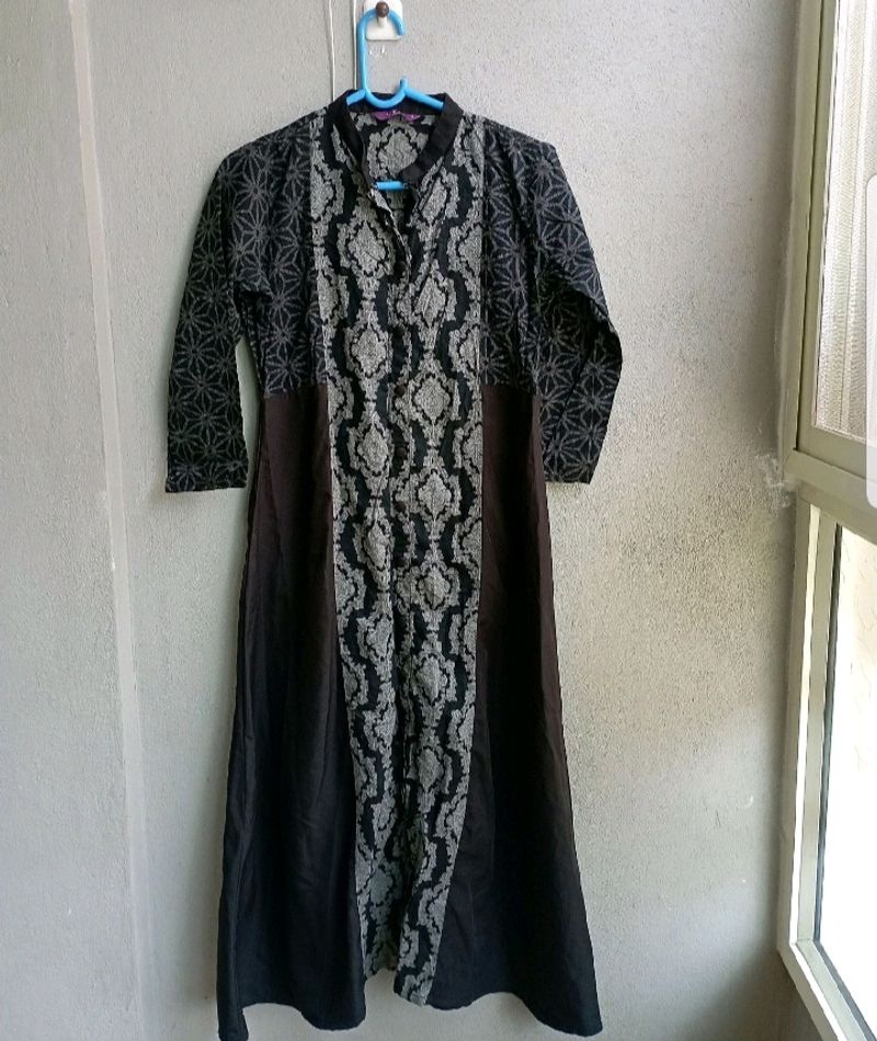 LIBAS BLACK PRINTED COTTON KURTA