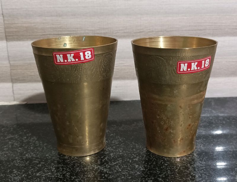 Set Of Two Pure Brass Glass