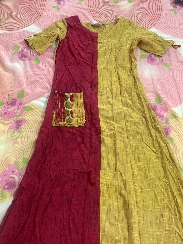 Cotton High Low Kurti - M