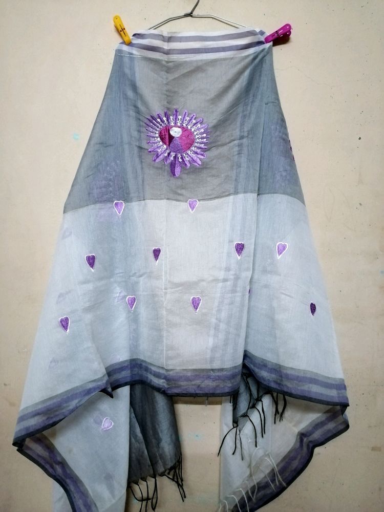 Chanderi Dupatta With Beautiful Thread Work And Colors