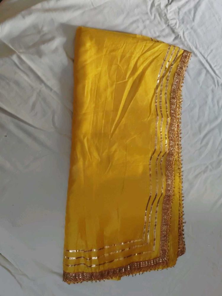 NEW yellow Dupatta With Gota Patti Lace