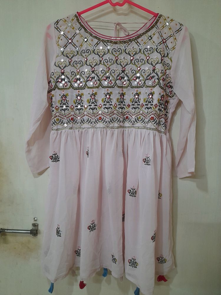 Kurti Sharara & Chunni Baby Pink 3 Piece Set