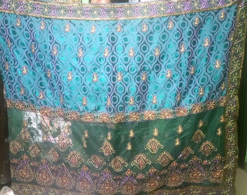 Blue Silk With Net Cloth