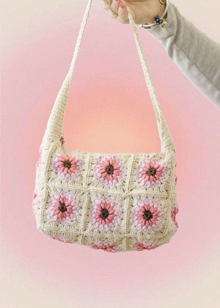 Crochet Flower Shoulder Bag