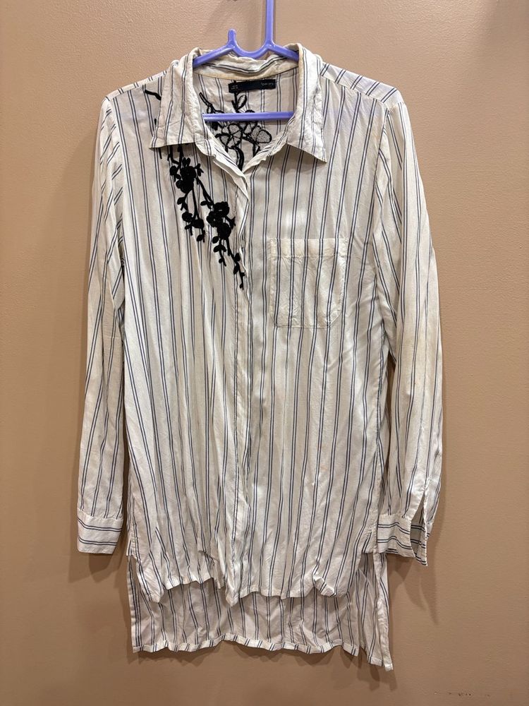 Women Longline Stripped Shirt