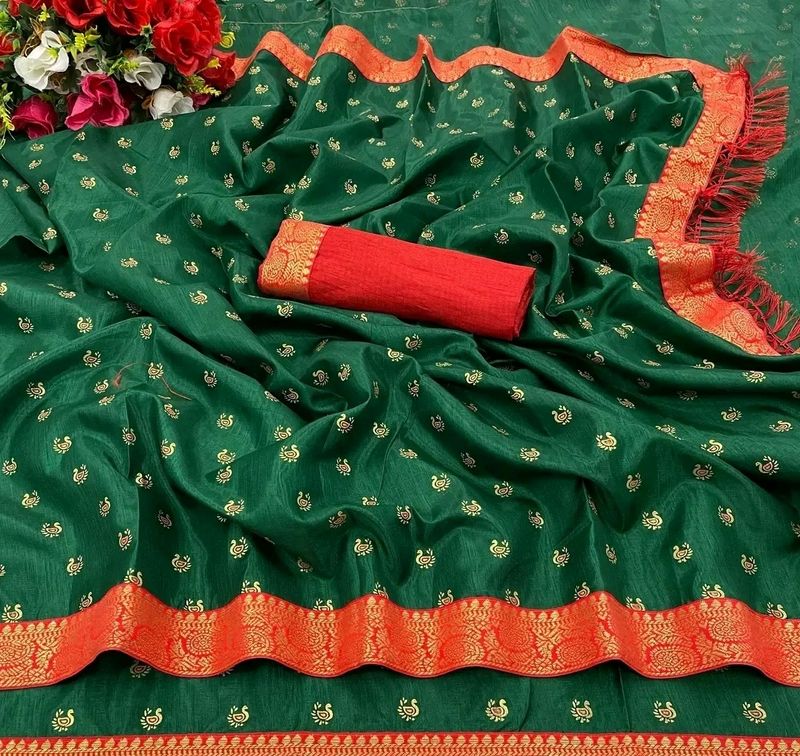 Bottle Green Crepe Saree