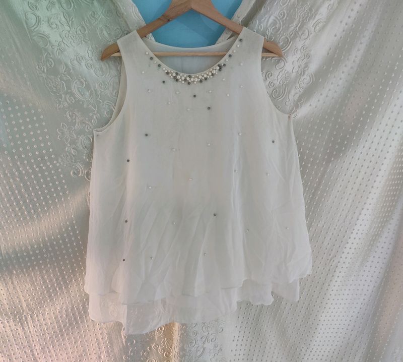 White Colour Designer Top