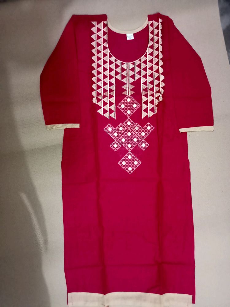 Cotton Rich Embroidered Women's Kurta_NEW