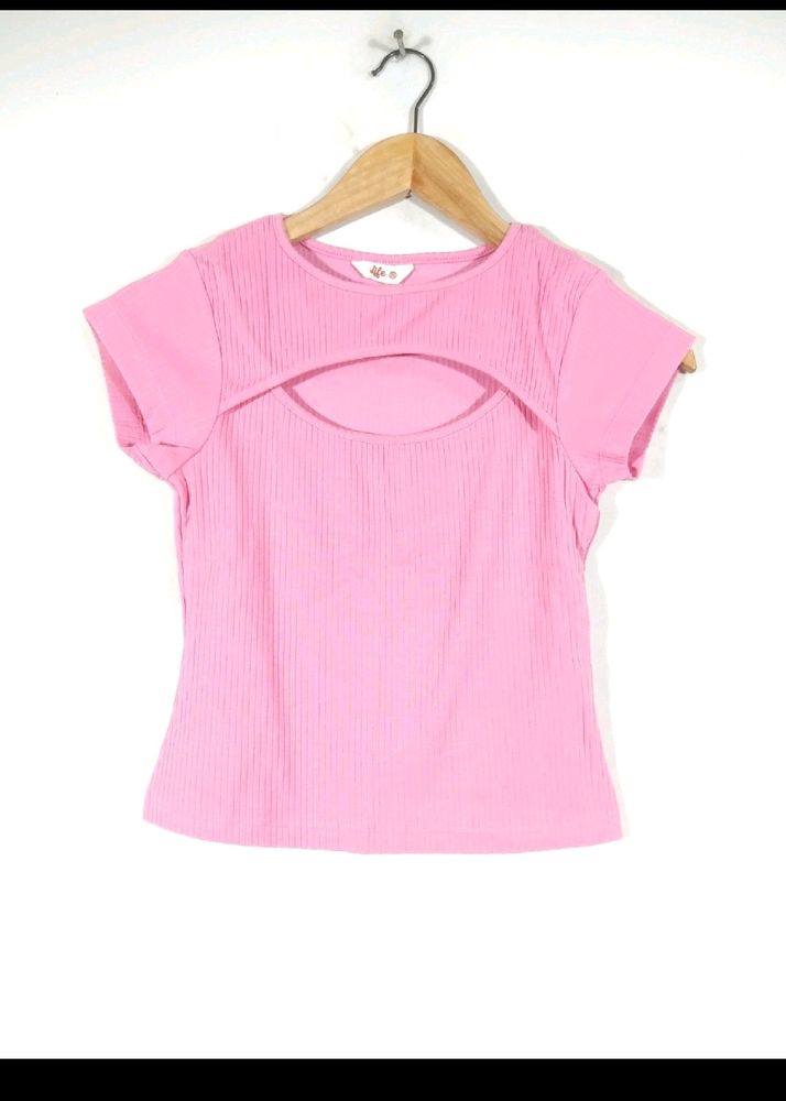 Pink Front Cutout Top