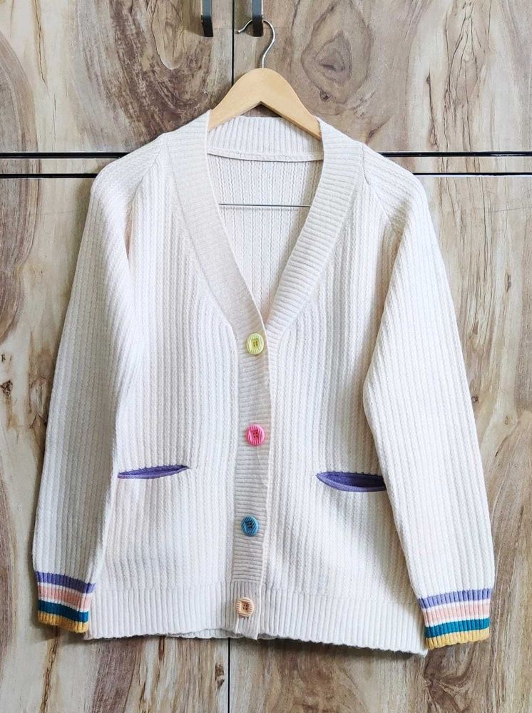 Cream Colour Cardigan Size-42