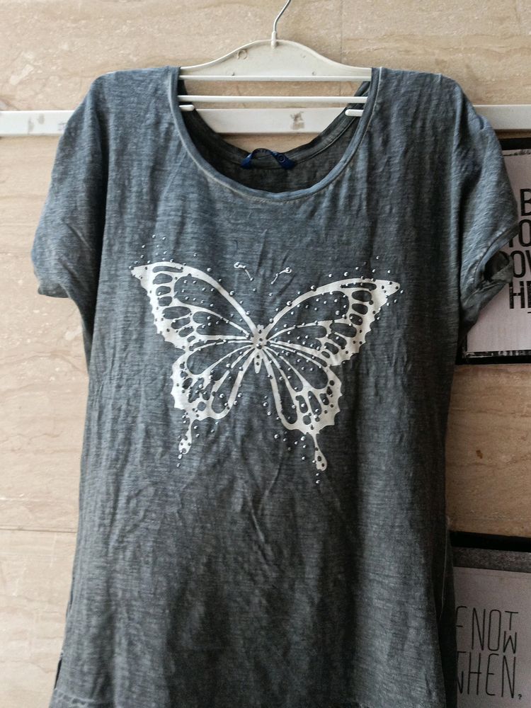 Butterfly Grey Top