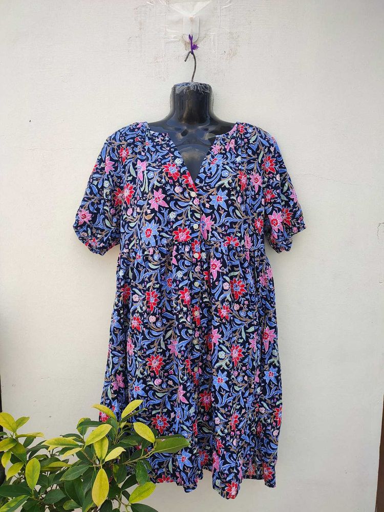 Loft Tall Spring Bloom Button Swing Dress