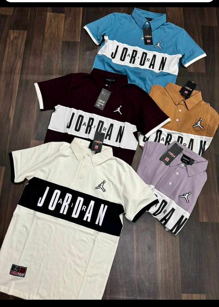 Jordan Men's Cream and Black Polo T-shirt