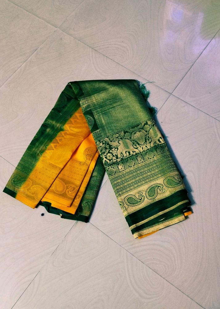 Dussehra Traditional Elephant Design Banarasi Silk