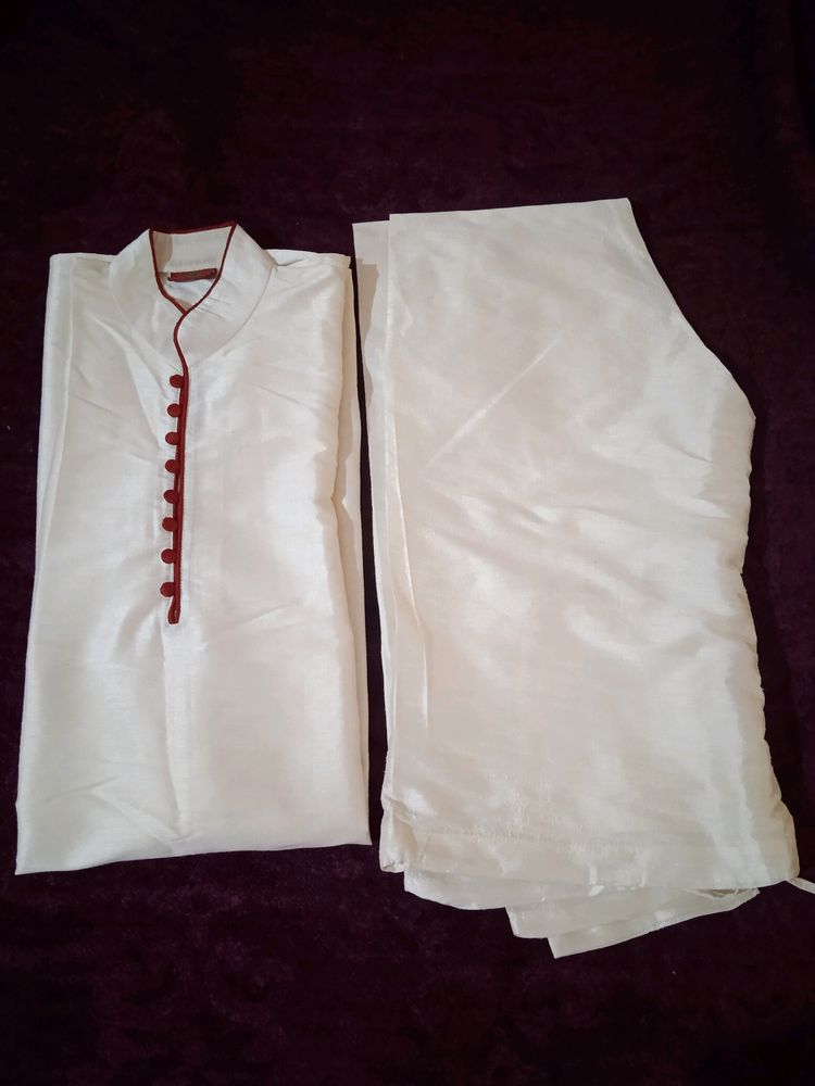 Men Silk Cotton Kurta Pajama Set