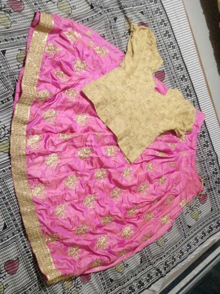 Pink And Gold Lehanga Set , Skirt ,Top