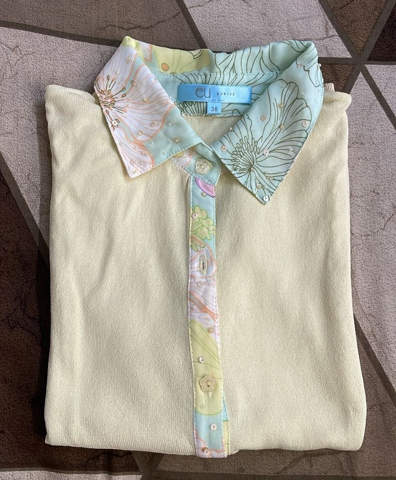 Lemon Yellow Collar Top