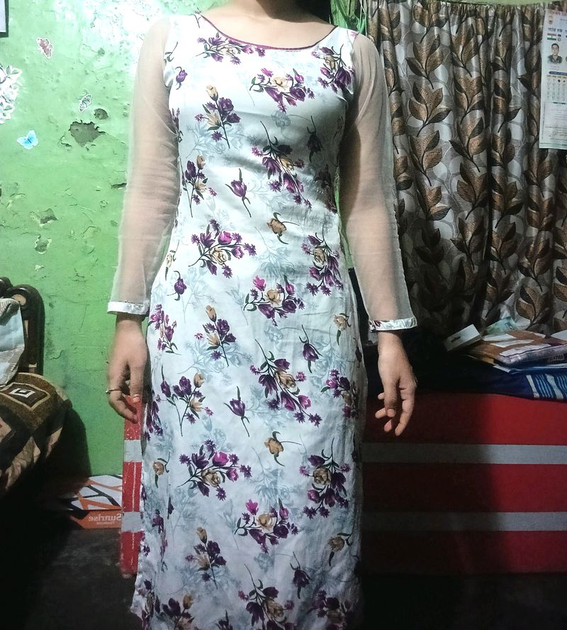 Printed White Kurti For Women