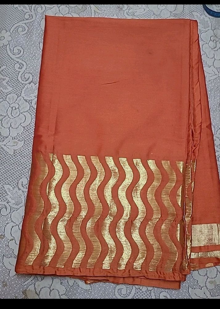 Beautiful Orange Silk Saree