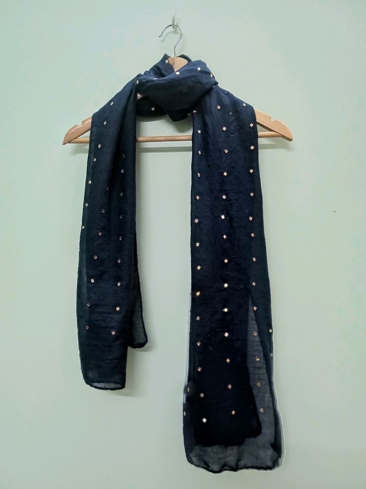 Navy Blue stole with Square Shape Stone.