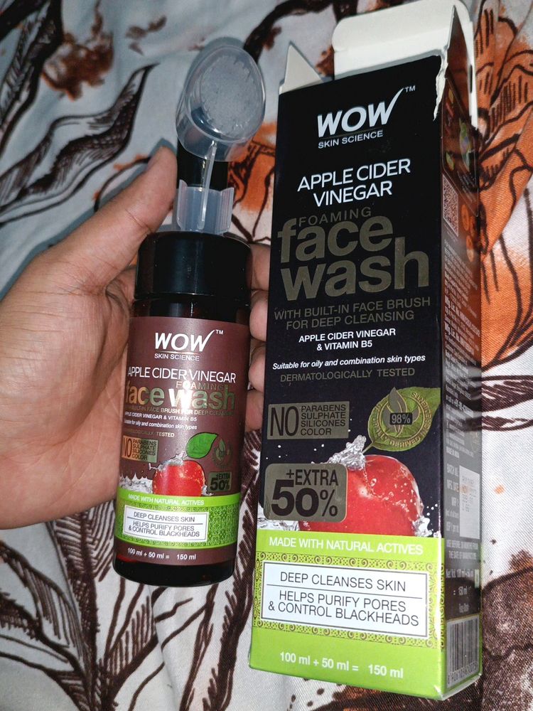 Wow Apple Cider Vinegar Foaming Face Wash New