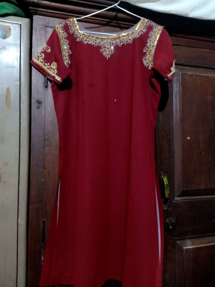 marron And Gray Coloured Eithinic Salwar Suit