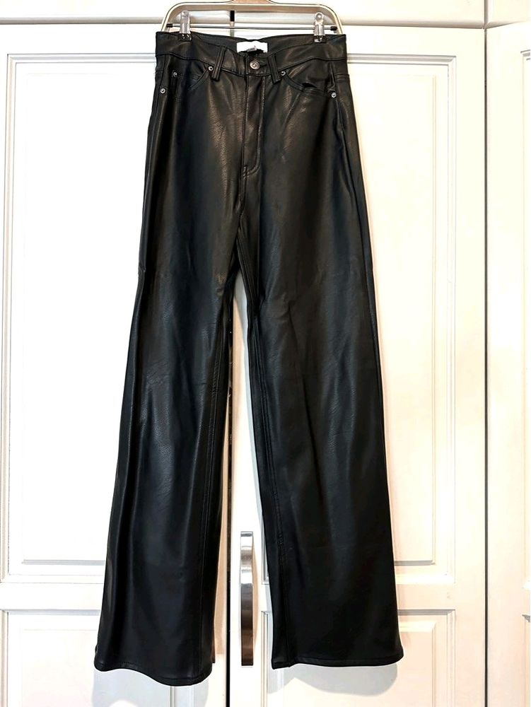 Wide Leather H&m Pant