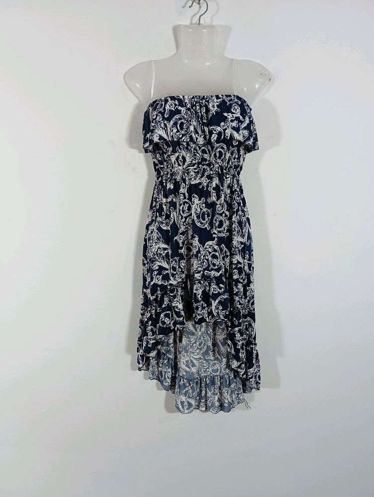 Navy Blue Printed Casual Dress (Women)