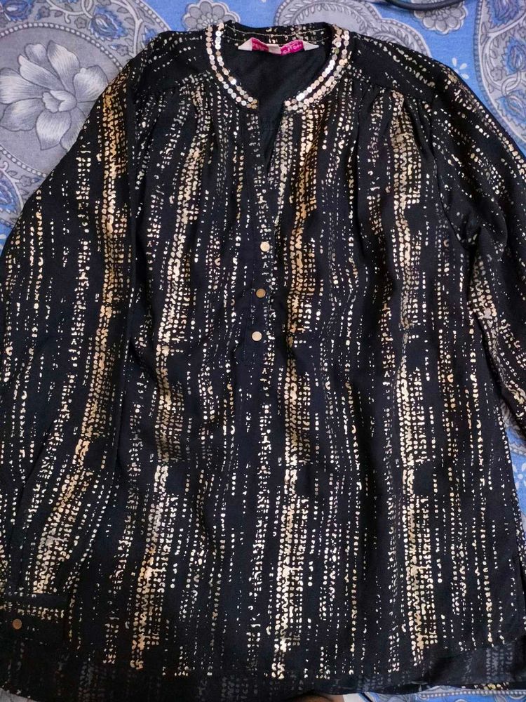 Black Foil Work Tunic