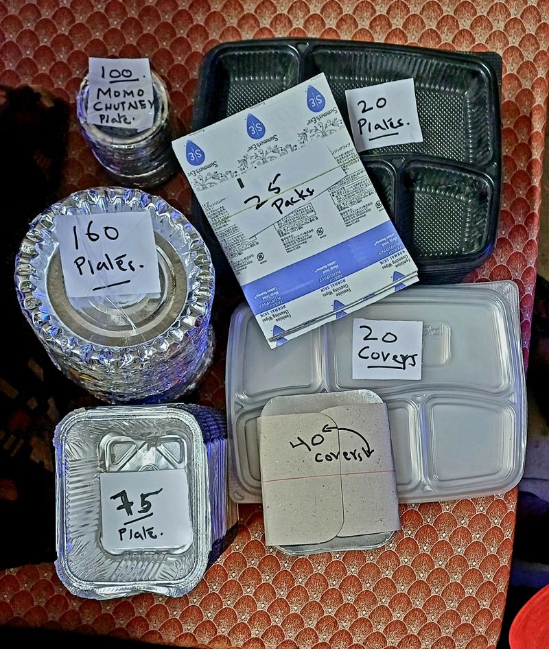 Complete Set of Disposable Containers and Plates.