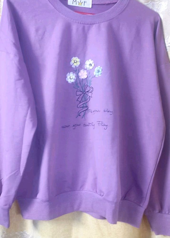 Sweatshirt With Cute Flowers And Letters