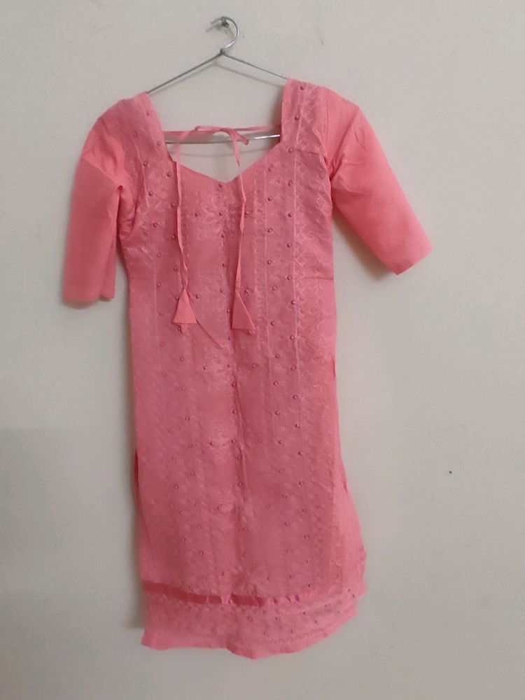 Beautiful Baby Pink New Kurta Set With Lining An