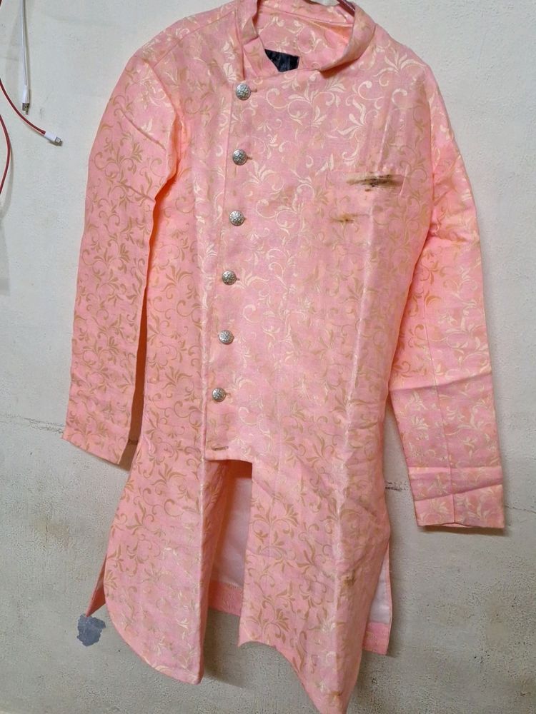 Kurta |Peach|Golden Design|No Pajama