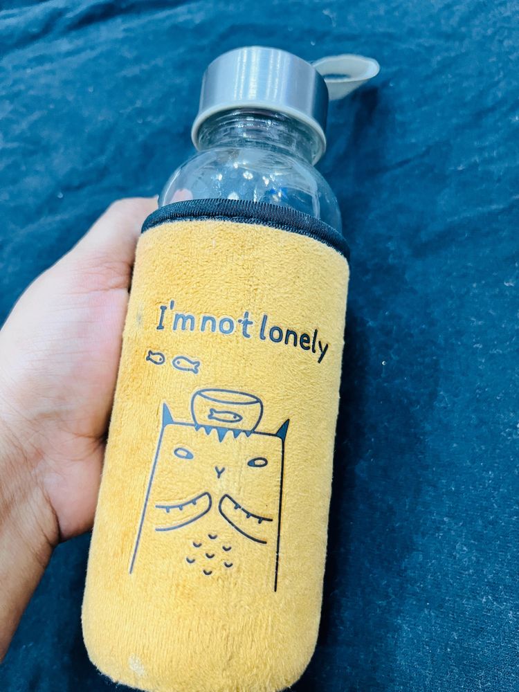 Cute Little Water Bottle With Brown Cover