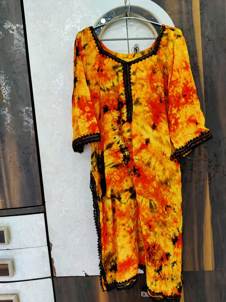 Tie Dye Lace Kurti