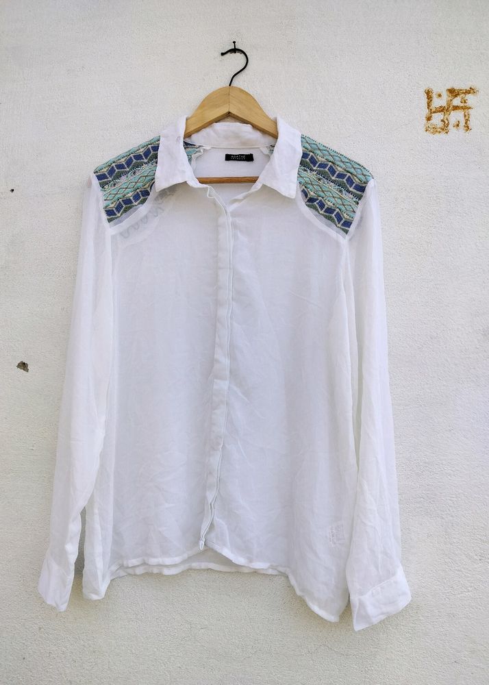 Corian White Shirt With Work Embroidery